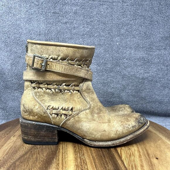 Freebird By Steven Home Ankle Boots Women's Size 6 Brown Leather Booties Boho - Picture 1 of 10
